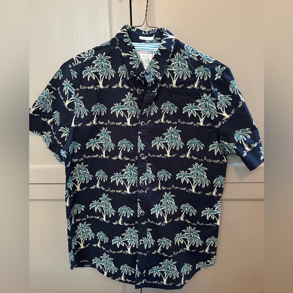 Alexander Julian Navy Palm Print Men's Shirt